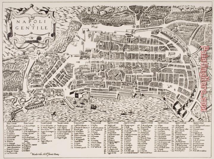 Italian School Antique Map of Naples